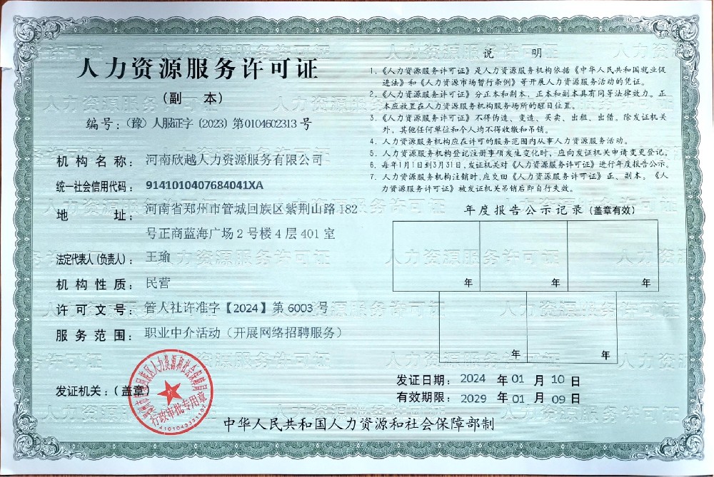 人力資源許可
